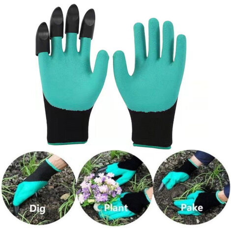 Gants de Jardinage avec 4 ABS Griffes pour Creuser, Vert (1/5)