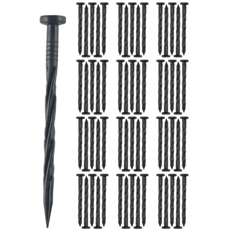 Lot de 60 piquets de fixation en plastique noir 20cm – Anti-corrosion et résistant aux UV – Pointe acérée pour insertion facile (1/5)