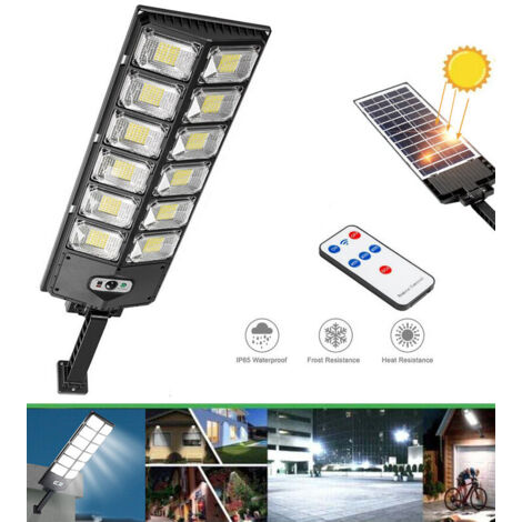 Lampadaire solaire d'extérieur 504 perles LED 100W – Éclairage étanche IP65 – Détecteur de mouvement – Lampadaire solaire LED SOLAR LED LAMP avec capteur et télécommande (1/4)
