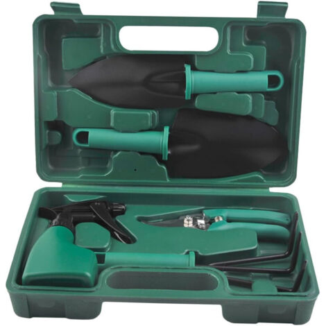 Ensemble d'outils de jardinage 5 pièces en aluminium Vert, avec truelle, râteau etc (1/5)