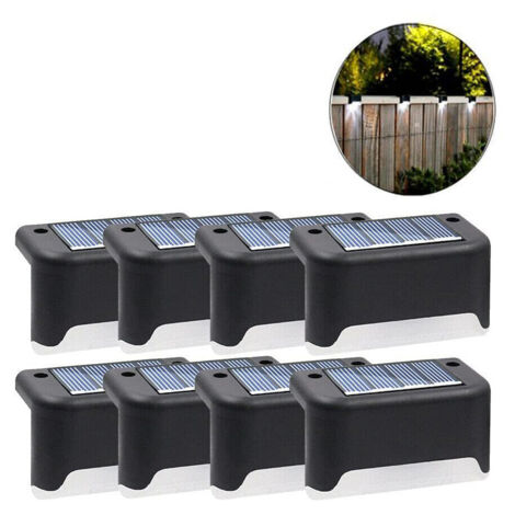 Lot de 8 lampes solaires d'extérieur pour terrasse, lampes solaires LED étanches pour escaliers extérieurs, échelles, clôtures, cours et allées (1/5)