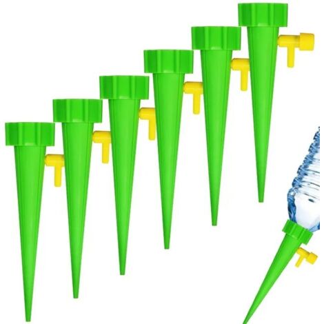 Lot de 6 arroseurs automatiques pour plantes - Pointes d'arrosage automatique avec valve de régulation pour plantes de jardin, fleurs et plantes d'intérieur (1/5)