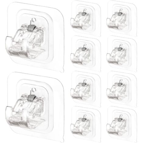 Lot de 10 Tringles à Rideaux Sans Perçage – Supports Auto-Adhésifs Réglables pour Rideaux (1/5)