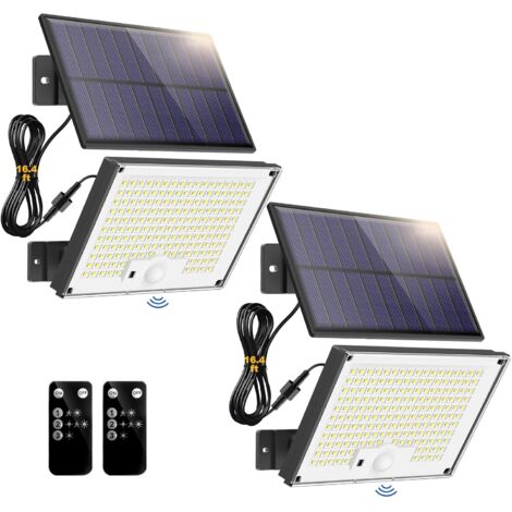 Lot de 2 Lampes Solaires Extérieures 172 LED – Détecteur Mouvement 3 Modes IP65 (1/5)