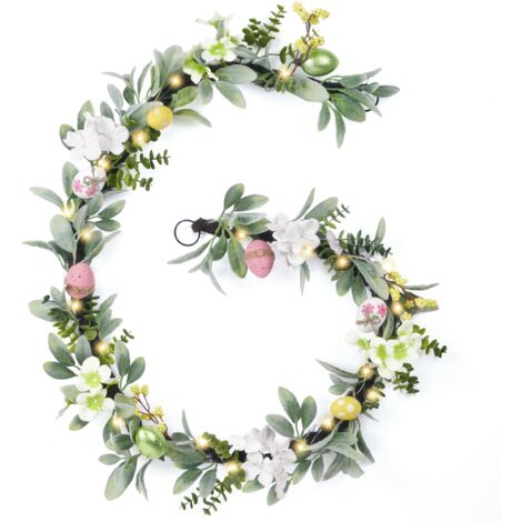 Guirlande Lumineuse de Pâques 1,8m – Fleurs Œufs Marguerites Déco Printanière (1/5)