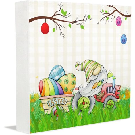 Cadeaux photo, décorations de Pâques pour la maison, panneau décoratif en bois pour étudiants, décoration rustique de bureau, panneau carré pour bureau. (1/5)