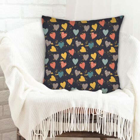 Housse de coussin 45x45 cm en polyester léger pour couple mère père famille amis amoureux animaux de compagnie (1/5)