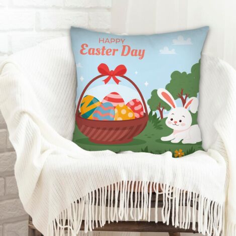 Housse de coussin 45x45 cm en polyester maison douce confortable pour cadeau de famille pour la Fête des Mères la Fête des Pères anniversaire mariage (1/5)