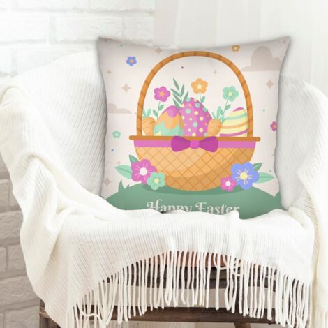 Housse de coussin 45x45 cm en polyester rustique pour mariage, anniversaire, naissance de bébé (1/5)
