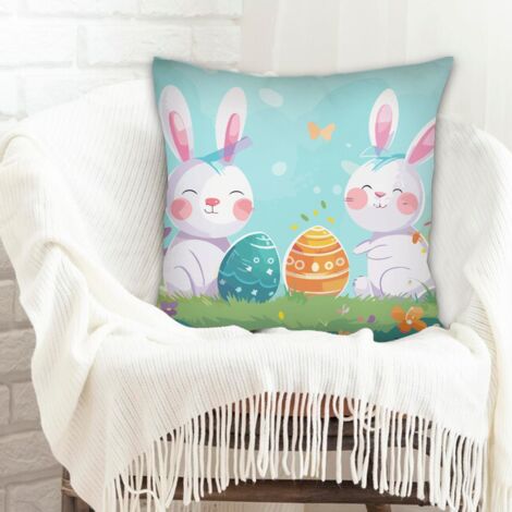 Housse de coussin 45x45 cm en polyester fermeture à glissière pour chambre, salon (1/5)