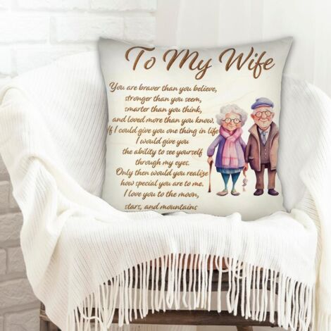 Housse de coussin 45x45 cm carrée rustique pour la Saint-Valentin, la Fête des Mères, la Fête des Pères, l'Action de grâce, Noël (1/5)
