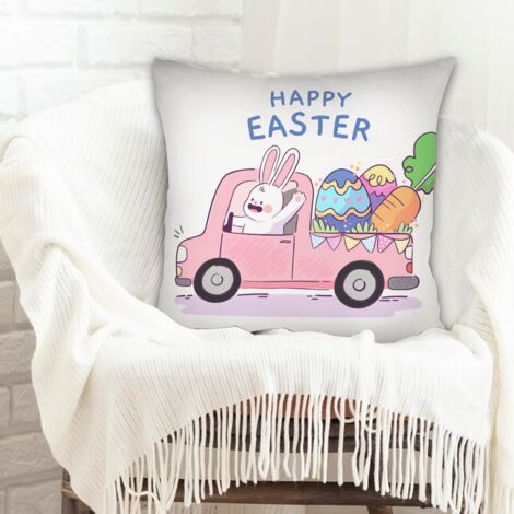 Housses de coussin en polyester résistante incolore pour canapé ou lit, décoration de Pâques (1/5)