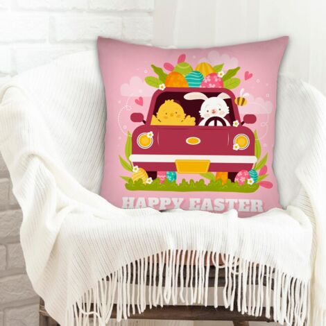 Housse de coussin décorative salon à fermeture éclair invisible pour cadeau de Pâques (1/5)