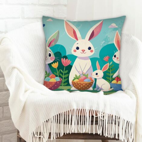 Housse de coussin sans coussin 45x45 résistant pour décoration de Pâques pour la maison (1/5)