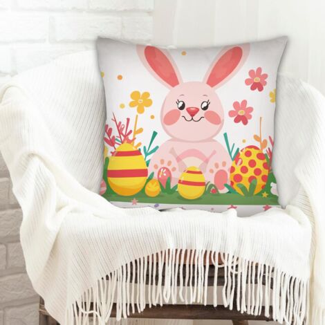 Housse de coussin sans coussin facile d'entretien pour décoration de Pâques pour la maison et la chambre (1/5)