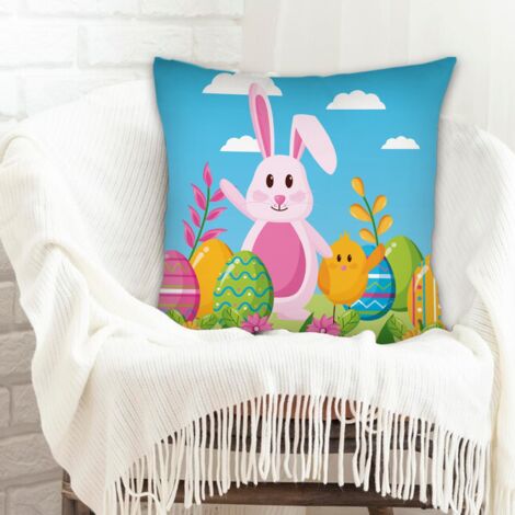 Housse de coussin 45x45 cm en polyester doux et respirant pour le Jour de l'An, Noël, Pâques (1/5)