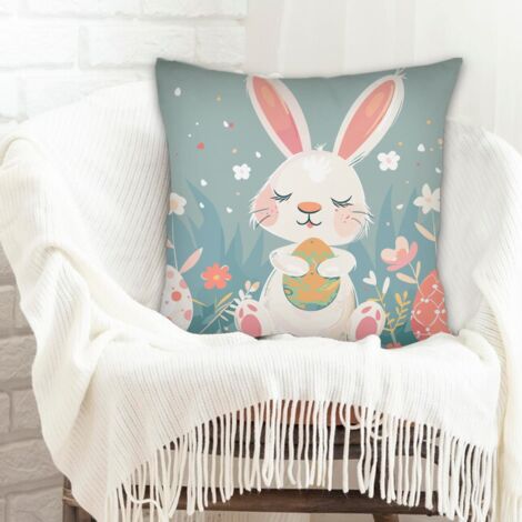 Housse de coussin 45x45 cm en polyester rustique pour canapé lit salon chambre à coucher (1/5)
