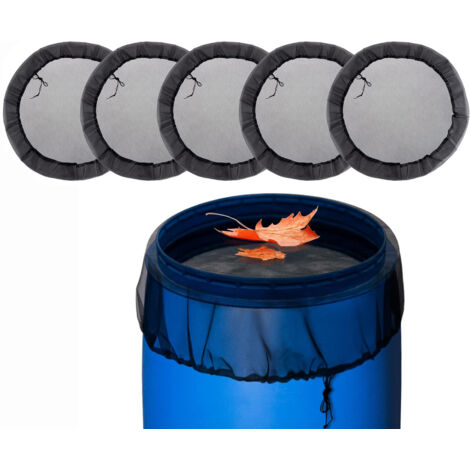Lot de 5 filets de protection pour baril d'eau – 80 cm –Couvercle filet pour tonneau de pluie Cordon de serrage – Anti-insectes et débris – Polyester résistant, protège contre les débris (1/5)