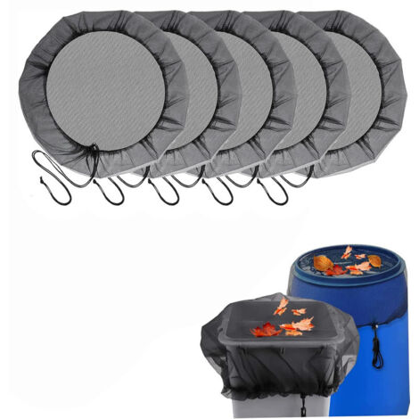 Lot de 5 filets de protection pour baril d'eau – 160 cm –Couvercle filet pour tonneau de pluie Cordon de serrage – Anti-insectes et débris – Polyester résistant, protège contre les débris (1/5)