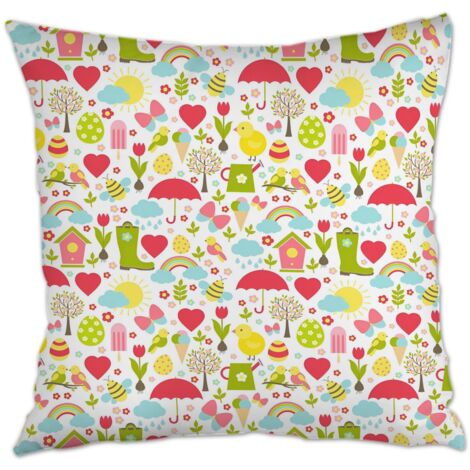 Housse de coussin carrée standard 45x45cm rustique pour mariage, anniversaire, naissance de bébé (1/5)
