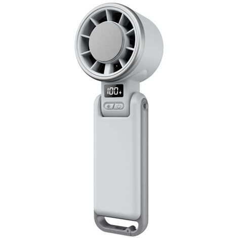 Mini Ventilateur Portable 3-en-1 – Turbo, Rechargeable, 5 Vitesses, Bureau et Cou, Silencieux, Blanc (1/5)