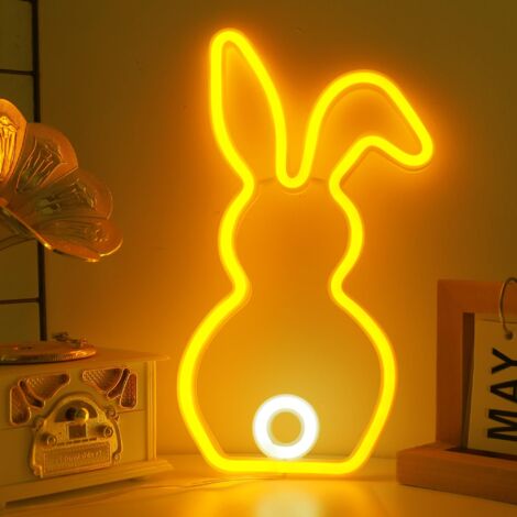 Enseignes lumineuses néon Lapin : Bandes lumineuses pour chambre, Alimentation USB, Convient aux chambres, chambres d'enfants, Forme de lapin, Idéal pour les enfants, mariages, anniversaires, etc. (1/5)