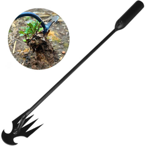 Arrache mauvaise herbes jardinage, outil de désherbage manuel à 5 Dents, désherbeur manuel 50cm, acier au manganèse extracteur de mauvaises herbes extérieur Arrache Racines pour jardin (1/5)