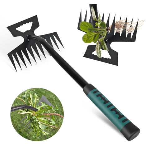 Arrache mauvaise herbes jardinage 11 Dents, outil de désherbage manuel, désherbage en acier inoxydable, désherbeur manuel, inoxydable extracteur de mauvaises herbes extérieur décoration pour jardin (1/5)