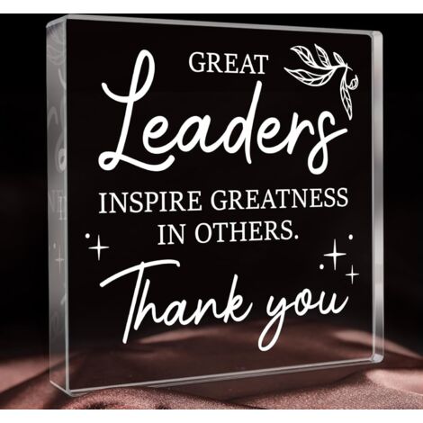 Cadeaux pour leaders femmes, cadeaux pour patrons femmes, plaque en acrylique de remerciement, panneau décoratif de plaque de leader en acrylique transparent pour décoration de bureau (1/5)