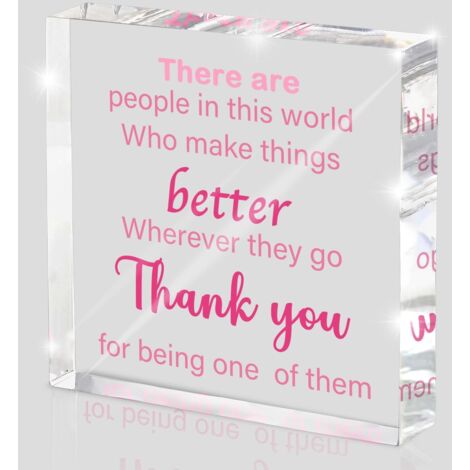 Cadeau de remerciement attentionné, panneau de bureau en acrylique rose avec citation édifiante, parfait pour un professeur, mentor, patron ou bénévole, décoration inspirante (1/5)