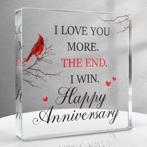 Cadeaux de mariage d'anniversaire au cardinal pour femmes et hommes, couple, femme, mari, petite amie, petit ami, plaque carrée en acrylique pour décoration de maison ou de chambre à coucher (1/5)