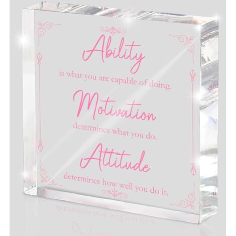 Panneau de bureau en acrylique rose motivationnel, 10x10 cm, décoration de bureau motivationnelle pour bureau et maison, décoration avec des messages positifs, cadeau unique pour femmes (1/5)