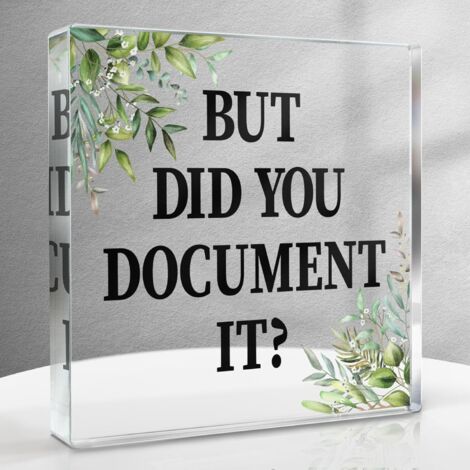 Cadeaux pour collègues, Décoration de bureau "Mais as-tu documenté ", Panneau décoratif amusant pour bureau et maison, Panneau de décoration de bureau carré en acrylique pour hommes et femmes (1/5)