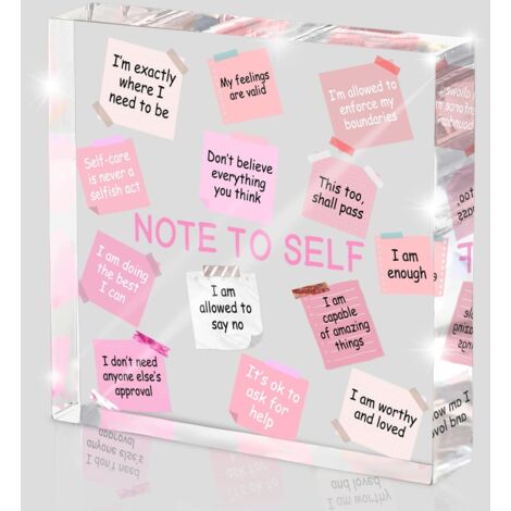 Décoration de bureau féminine, acrylique rose 10x10 cm, citations motivationnelles, décoration de bureau inspirante, indispensable pour dortoir de filles, cadeau d'affirmation positive pour femmes (1/5)