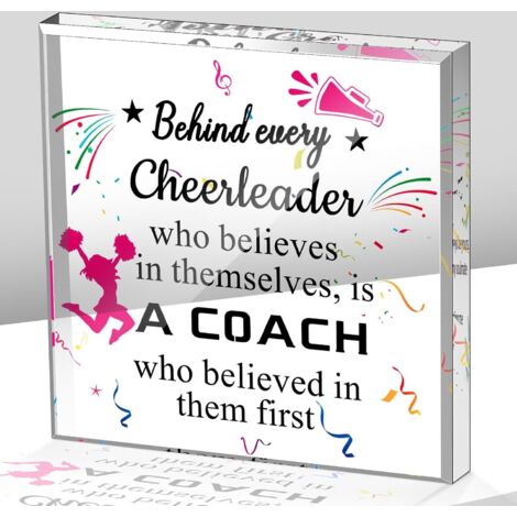 Cadeau pour entraîneur de cheerleading, panneau en acrylique, cadeau de remerciement pour entraîneur de cheerleading, souvenir, décoration de table de bureau, merci pour anniversaire, retraite et grad (1/5)