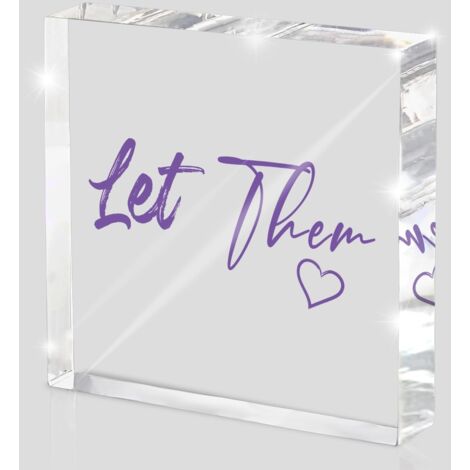 Laisse-les - Panneau de bureau en acrylique violet de 10 cm, décoration de bureau et de box pour femmes, accessoire de bureau, cadeau de citation inspirante pour amis (1/5)