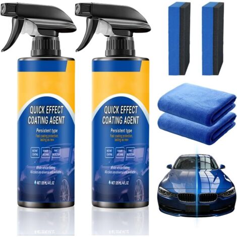 Lot de 2 Spray Auto Quick Effect – Polish et Protection Peinture Sans Eau, Brillance Instantanée, Nettoyant Vitres Rapide