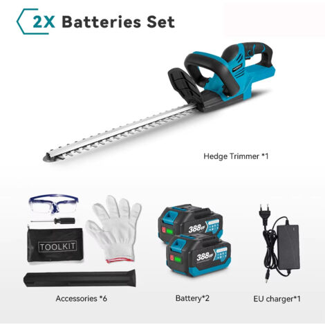 Taille-haie sans fil haute puissance 2000W – Outil de jardinage paysager, vitesse 15000 tr/min, pour accu Makita 18V – Avec 2 batteries