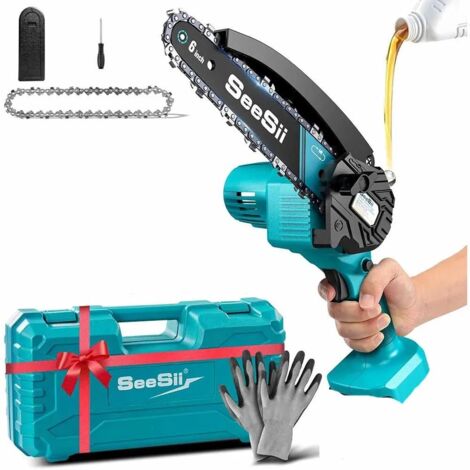 6 ''Mini tronçonneuse sans fil 15.2 cm scie électrique Rechargeable travail du bois scie d'élagage de jardin pour Makita 18V batterie broche, Sans batterie (1/5)