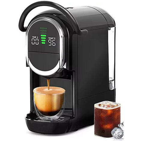 Cafetière 4 en 1 à capsules 19 bar, 1450W expresso cappuccino chaud/froid Dolce Gusto Nespresso café moulu machine multifonction (1/5)