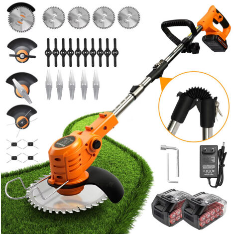 Tondeuse à gazon sans fil 21V, taille-bordures pliable électrique 2 en 1, batterie 4.0Ah, 4 types de lames pour pelouse et jardin (1/5)