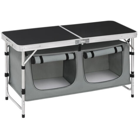 Table de camping portable 120x47 cm – Aluminium design valise – Hauteur réglable – Sac de rangement inclus pour extérieur (1/5)