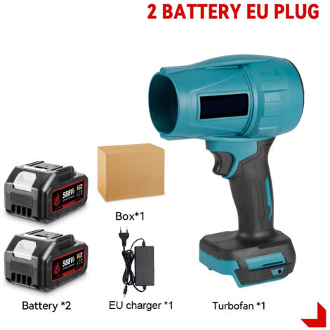 Ventilateur souffleur portable – 2000W – 200 m/s – Avec 2 batteries 588VF – Compatible Makita – Usage extérieur (1/5)