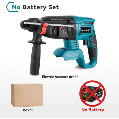 Marteau perforateur 26mm Brushless SDS-Plus sans fil compatible Makita 18V – version nue sans batterie ni accessoires, emballage carton (1/5)