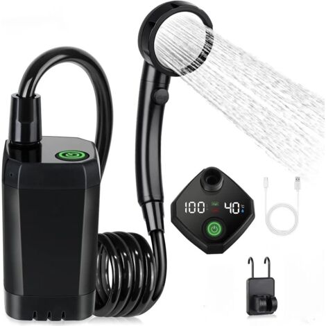 Douche électrique extérieure portative, douche de Camping 6000mAh, affichage numérique Intelligent plein écran Rechargeable pour Camping randonnée