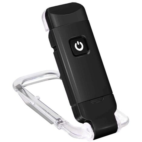 Liseuse LED clip rechargeable – lampe marque-page – intensité réglable – lecture au lit et portable,Noir (1/5)