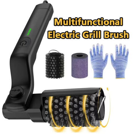 Brosse de nettoyage électrique barbecue sans fil 3 vitesses – brosse rotative rechargeable 2600mAh, angle réglable, accessoire de nettoyage BBQ pour homme (1/5)