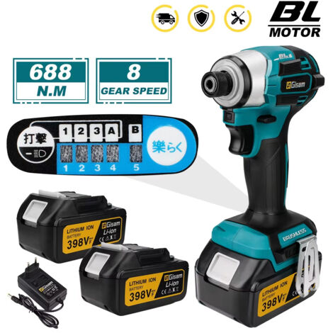 Visseuse à choc Makita 18V brushless 688 N·m sans fil – kit perceuse électrique avec 2 batteries rechargeables (1/5)