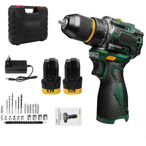 Perceuse-visseuse sans fil 16,8V 55 N·m brushless – 23+1 réglages, LED, 24 embouts, kit avec 2 batteries 2000 mAh (1/5)