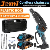 Scie à chaîne électrique rechargeable sans fil portable de 6 pouces avec deux batteries, coupe-bois, outil d'élagage de verger de jardin, 2battery 2chains